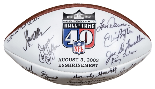 2003 NFL Hall of Fame Enshrinement Multi Signed Football With 17 Signatures From Dick Enberg Collection (Letter of Provenance & Beckett)